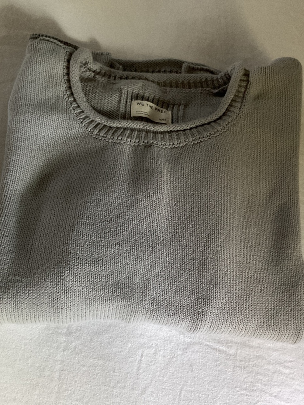 We The Free Ella Roll-Neck Cotton Knit Sweater Gray